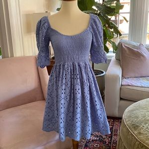 Betsey Johnson Baby Blue Smocked Eyelet Dress